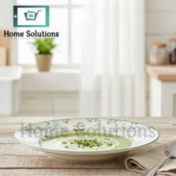 Alternative view of Elegant Green & Blue Floral Fine Porcelain Plates | Side 8.5" & Soup 8"