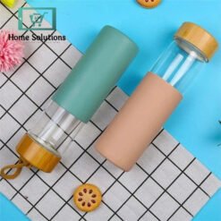 single wall glass bottles with bamboo lid55053041164 - Home Solutions