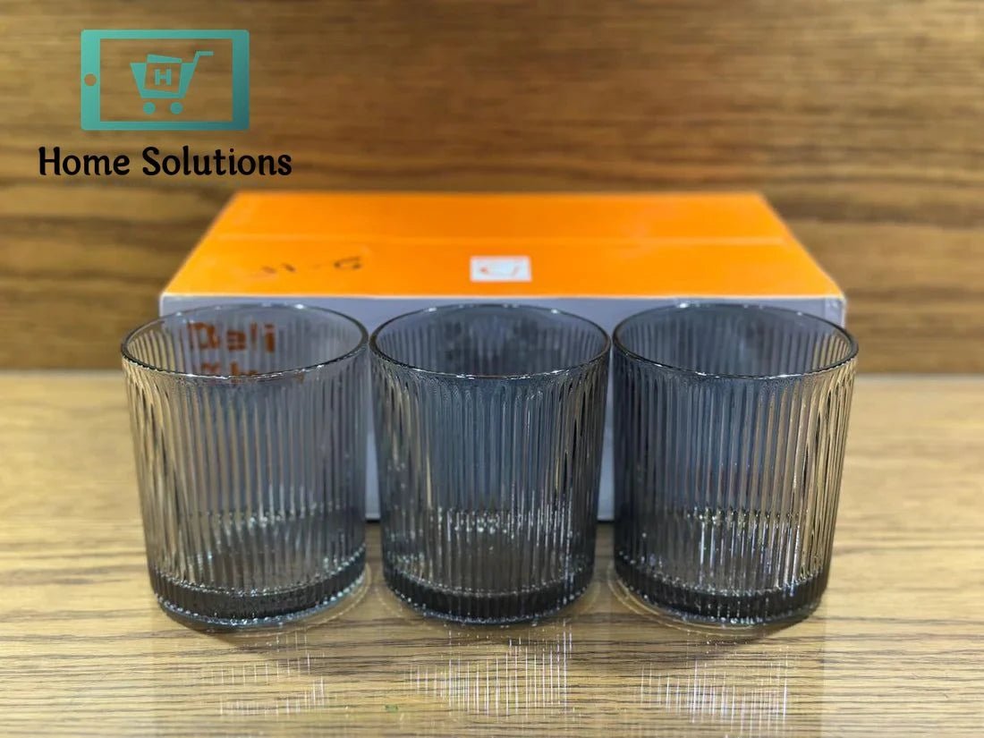 Luxury Textured Glass Set – Golden & Smoke Finish – Set of 6 4 Luxury Textured Glass Set – Golden & Smoke Finish – Set of 6 - Image 2