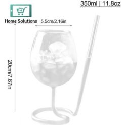 straw spiral wine glass cocktail glass with straw decorative heat resistant straw - Home Solutions