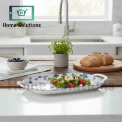 Oval Plate with Handles 14" - Fine Porcelain | Serving Tray 8 tray f5a1017a 8505 42c1 bf69 bf01f12cb0db - Home Solutions