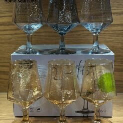Luxury Wine Glass Set – Smoke & Golden – 6 Pcs
