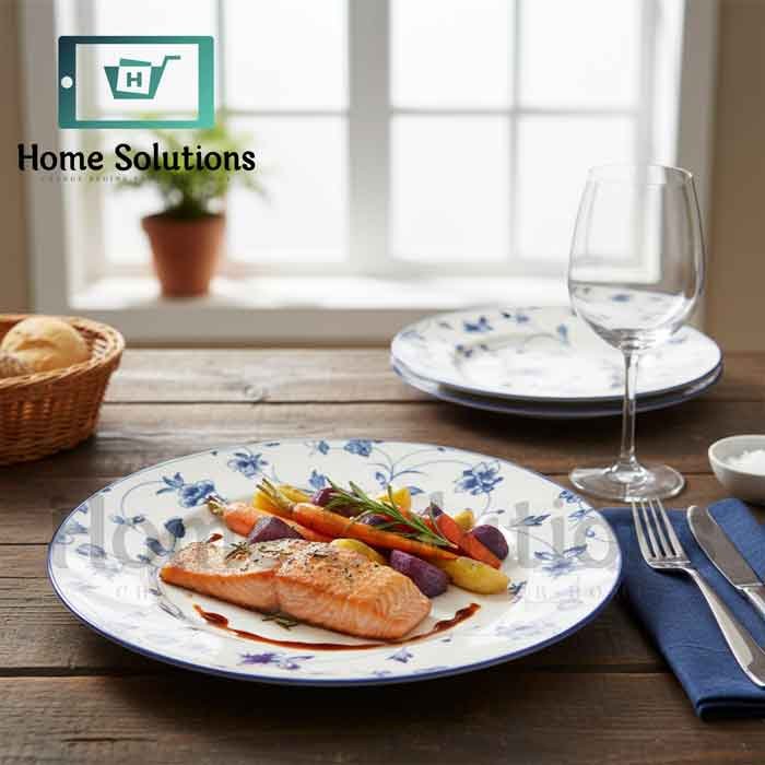 Elegant Blue Floral Fine Porcelain Dinner Plate - 10.5" 3 Elegant Blue Floral Fine Porcelain Dinner Plate - 10.5"