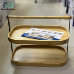 bamboo serving tray 2-step with black steel