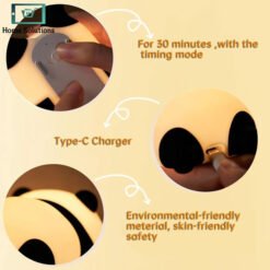 Adorable Panda LED Night Light Rechargeable Soft Silicone Lamp 5 - Home Solutions