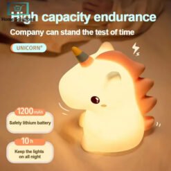 Adorable Unicorn LED Night Light Rechargeable Soft Silicone Lamp 4 - Home Solutions