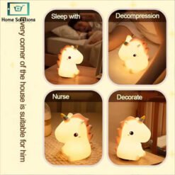Adorable Unicorn LED Night Light Rechargeable Soft Silicone Lamp 6 - Home Solutions
