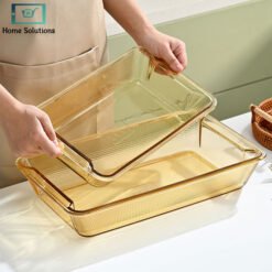 Amber Gold Glass Baking Dish Microwavable Heat Resistant 2 - Home Solutions