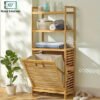 Bamboo 3-Tier Laundry Basket Multi Layer Storage Rack
