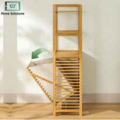 Bamboo 3 Tier Laundry Basket Multi Layer Storage Rack 2 - Home Solutions
