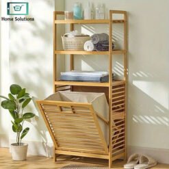Bamboo 3-Tier Laundry Basket Multi Layer Storage Rack