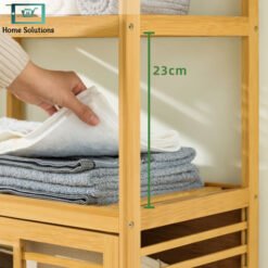 Bamboo 3 Tier Laundry Basket Multi Layer Storage Rack 4 - Home Solutions