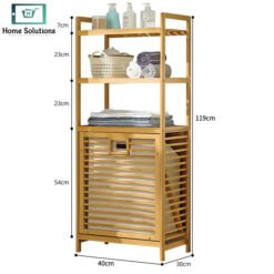 Bamboo 3 Tier Laundry Basket Multi Layer Storage Rack 7 - Home Solutions