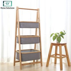 Alternative view of Bamboo A-Frame Laundry Hamper with Shelf