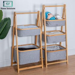 Bamboo A Frame Laundry Hamper with Shelf 2 - Home Solutions