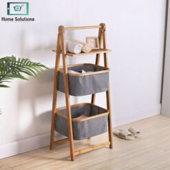 Bamboo A-Frame Laundry Hamper with Shelf