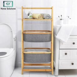 Bamboo A Frame Laundry Hamper with Shelf 5 - Home Solutions