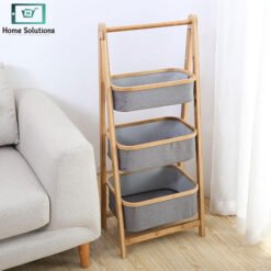 Bamboo A Frame Laundry Hamper with Shelf6 - Home Solutions