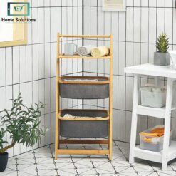 Bamboo A Frame Laundry Hamper with Shelf7 - Home Solutions