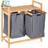 Bamboo Laundry Basket Dual Compartment