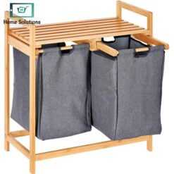 Bamboo Laundry Basket Dual Compartment