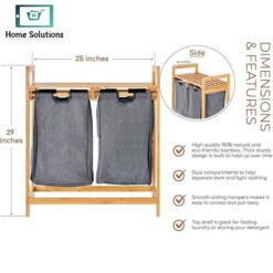 Bamboo Laundry Basket Dual Compartment 12 Bamboo Dual Compartment Laundry Basket 4 - Home Solutions