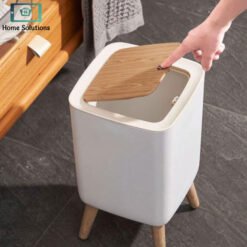 Alternative view of Click Lid Large Trash Can with Non Slip Base High Foot Garbage Bin Square