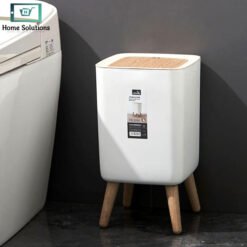 Click Lid Large Trash Can with Non Slip Base High Foot Garbage Bin Square 2 - Home Solutions