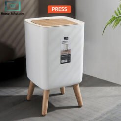 Click Lid Large Trash Can with Non Slip Base High Foot Garbage Bin Square