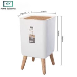 Click Lid Large Trash Can with Non Slip Base High Foot Garbage Bin Square 7 - Home Solutions