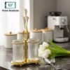 Luxury Gold and Glass Cutlery Holder with Floral Design