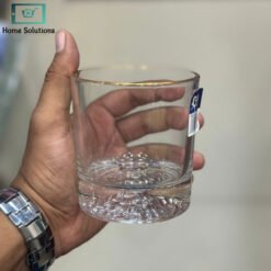 Golden Border Rock Bottom Glass Set of 6 3 - Home Solutions