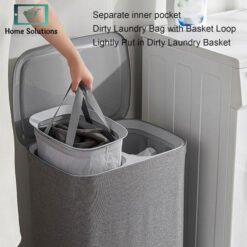 Alternative view of Laundry Basket with Lid - Dual Compartment Design Laundry Hamper for Bathroom