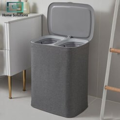 Laundry Basket with Lid - Dual Compartment Design Laundry Hamper for Bathroom