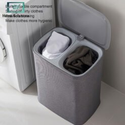 Laundry Basket with Lid Dual Compartment Design Laundry Hamper for Bathroom 6 - Home Solutions