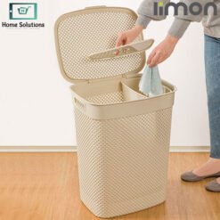 Limon Laundry Basket with Lid Knit Design