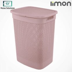 Limon Laundry Basket with Lid Knit Design 4 - Home Solutions