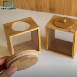 Premium Bamboo Glass Airtight Food Storage Jars Kitchen Pantry Organizers 2 - Home Solutions