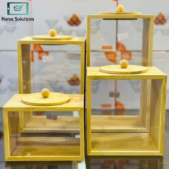 Premium Bamboo Glass Airtight Food Storage Jars Kitchen Pantry Organizers 4 - Home Solutions