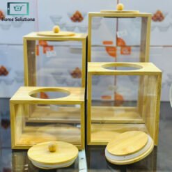 Premium Bamboo Glass Airtight Food Storage Jars Kitchen Pantry Organizers 5 - Home Solutions