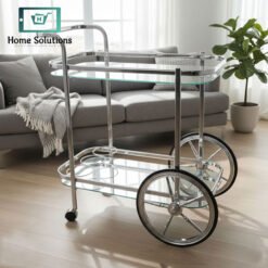 Silver Brass and Glass Tea Trolley Rectangular