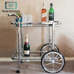 Silver Brass and Glass Tea Trolley Rectangular 3 - Home Solutions