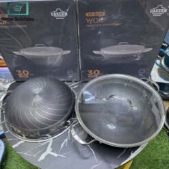 Uakeen Germany Honeycomb Hammered Wok with Lid