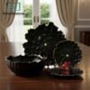 “Luxury Gold Leaf Textured Fruit bowl and Cake Set 14 Pieces