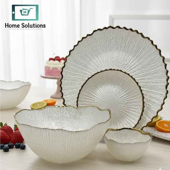 Cake Serving Set – Luxury Round Textured 14-Piece Fruit Collection - White 3 Luxury Round Textured Cake Serving Set 14 Pieces