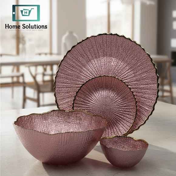 Luxury Round Textured Fruit & Cake Serving Set 14-Piece - Rose Gold 3 Luxury Round Textured Cake Serving Set 14 Pieces