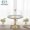 Luxury White & Gold Bird Cake Stand with Dome Cover