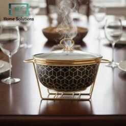 10.5" Round Black Chafing Dish – Buffet Server for Catering and Events