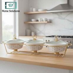 9" Triple Oval white Chafing Dish