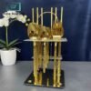 24-piece golden cutlery set stainless steel with stand